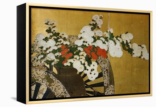 Detail of Flower Carts Edo Period Screen-null-Framed Premier Image Canvas