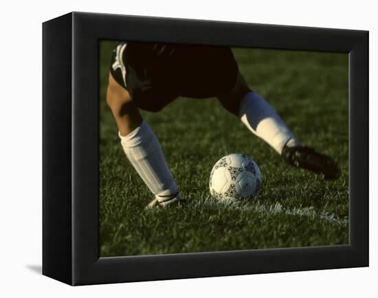 Detail of Foot About to Kick a Soccer Ball-Paul Sutton-Framed Premier Image Canvas