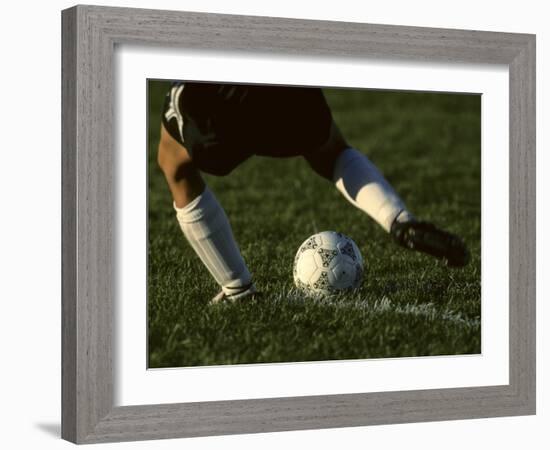 Detail of Foot About to Kick a Soccer Ball-Paul Sutton-Framed Photographic Print