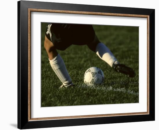 Detail of Foot About to Kick a Soccer Ball-Paul Sutton-Framed Photographic Print