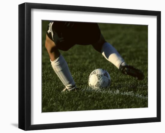 Detail of Foot About to Kick a Soccer Ball-Paul Sutton-Framed Photographic Print