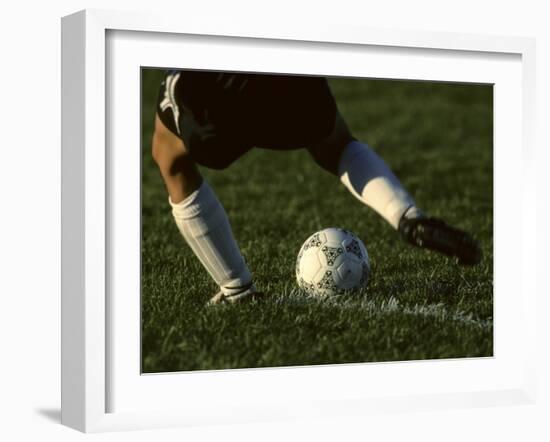 Detail of Foot About to Kick a Soccer Ball-Paul Sutton-Framed Photographic Print