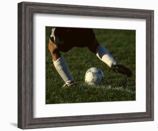 Detail of Foot About to Kick a Soccer Ball-Paul Sutton-Framed Photographic Print