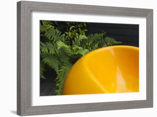 Detail of Garden with Bright Orange Seat Against Fern Foliage, Highgate, London-Pedro Silmon-Framed Photo