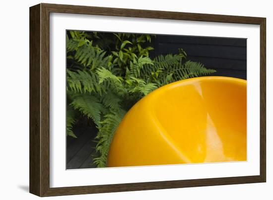 Detail of Garden with Bright Orange Seat Against Fern Foliage, Highgate, London-Pedro Silmon-Framed Photo