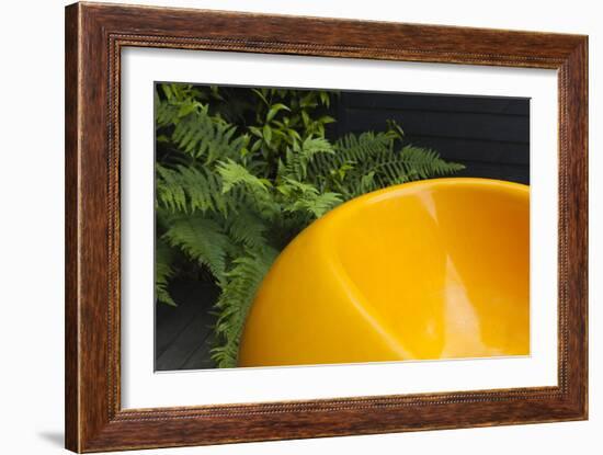 Detail of Garden with Bright Orange Seat Against Fern Foliage, Highgate, London-Pedro Silmon-Framed Photo