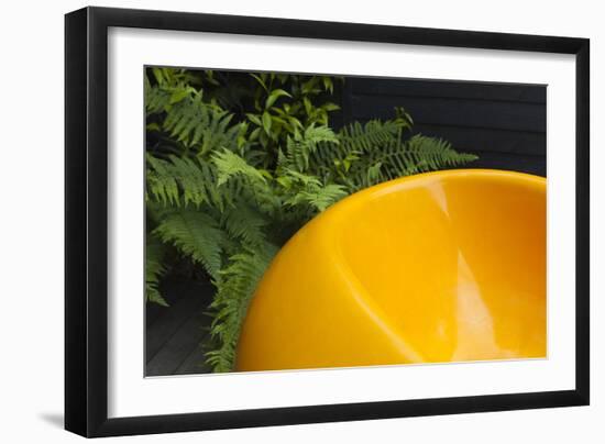 Detail of Garden with Bright Orange Seat Against Fern Foliage, Highgate, London-Pedro Silmon-Framed Photo