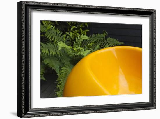 Detail of Garden with Bright Orange Seat Against Fern Foliage, Highgate, London-Pedro Silmon-Framed Photo