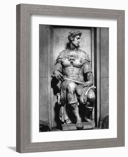 Detail of Giuliano De' Medici from the Tomb of Giuliano De' Medici by Michelangelo Buonarroti-Philip Gendreau-Framed Photographic Print