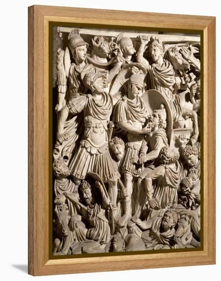 Detail of Grande Ludovisi Sarcophagus Depicting Battle Between Romans and Dacians-null-Framed Premier Image Canvas