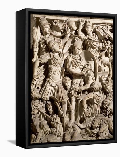 Detail of Grande Ludovisi Sarcophagus Depicting Battle Between Romans and Dacians-null-Framed Premier Image Canvas