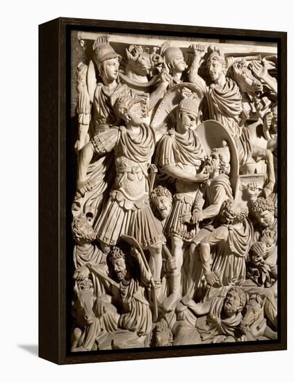 Detail of Grande Ludovisi Sarcophagus Depicting Battle Between Romans and Dacians-null-Framed Premier Image Canvas