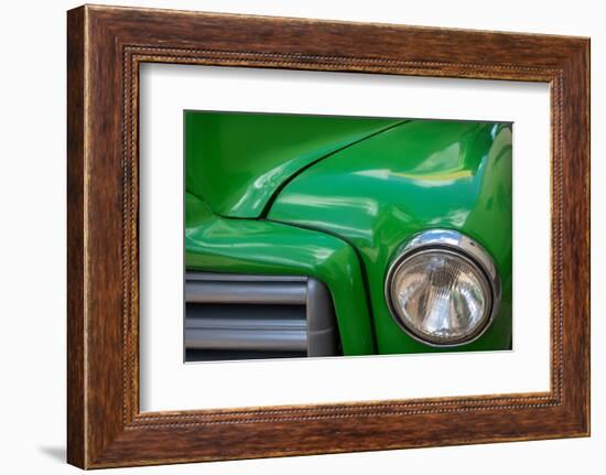 Detail of green classic American GMC truck in Trinidad, Cuba-Janis Miglavs-Framed Photographic Print