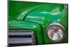 Detail of green classic American GMC truck in Trinidad, Cuba-Janis Miglavs-Mounted Photographic Print