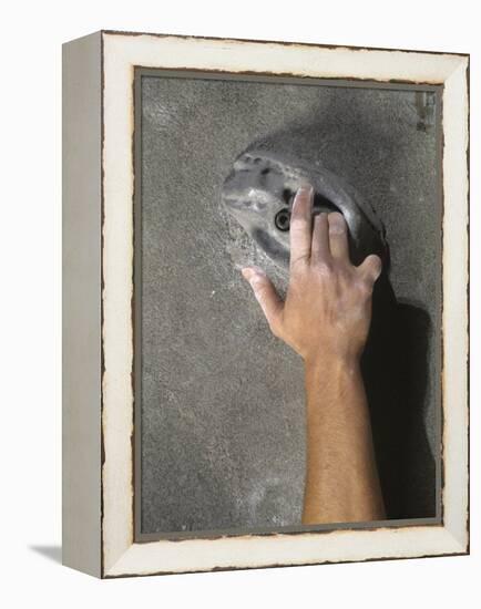 Detail of Hand on Wall Climbing Grip-null-Framed Premier Image Canvas