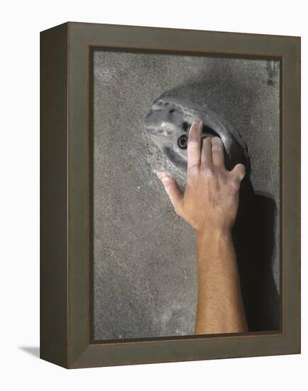 Detail of Hand on Wall Climbing Grip-null-Framed Premier Image Canvas