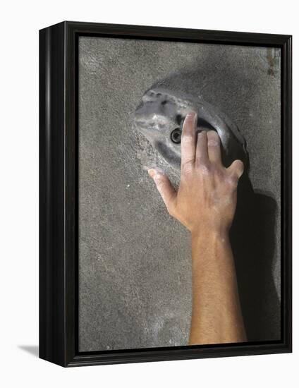 Detail of Hand on Wall Climbing Grip-null-Framed Premier Image Canvas