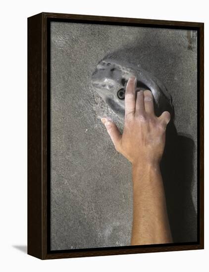 Detail of Hand on Wall Climbing Grip-null-Framed Premier Image Canvas