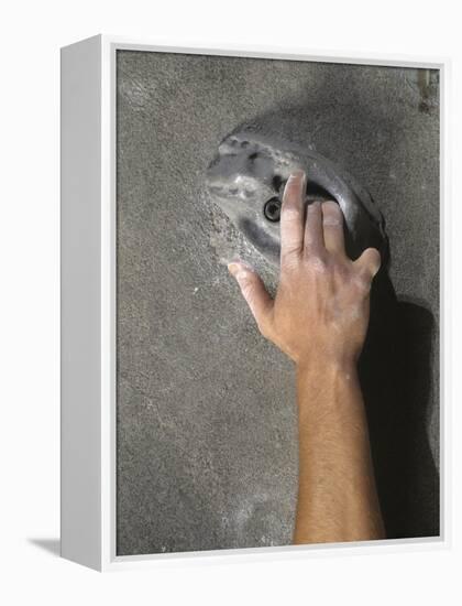 Detail of Hand on Wall Climbing Grip-null-Framed Premier Image Canvas