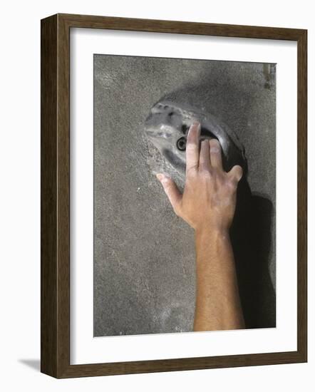 Detail of Hand on Wall Climbing Grip-null-Framed Photographic Print