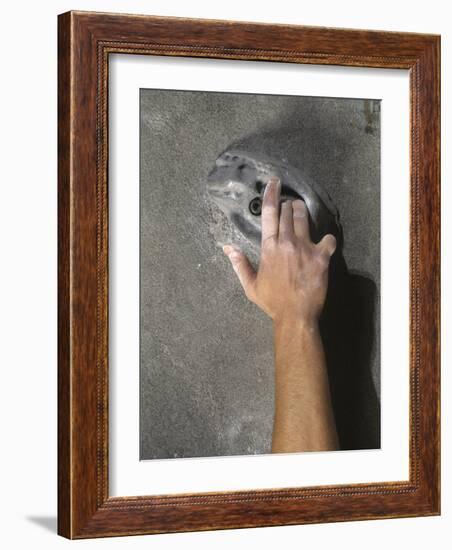 Detail of Hand on Wall Climbing Grip-null-Framed Photographic Print