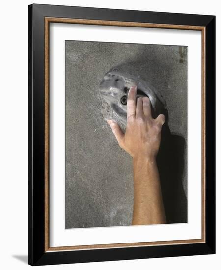 Detail of Hand on Wall Climbing Grip-null-Framed Photographic Print