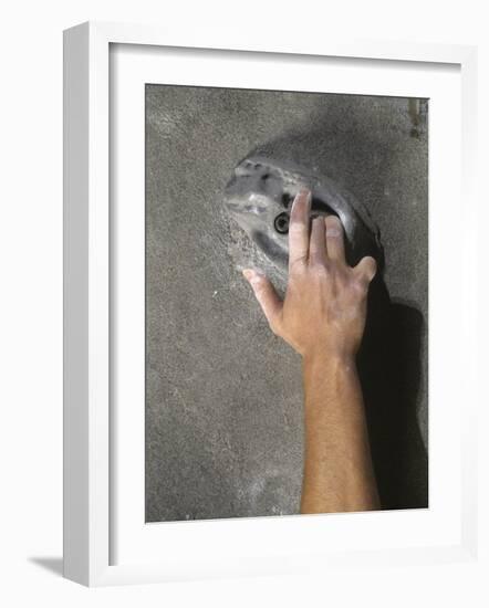 Detail of Hand on Wall Climbing Grip-null-Framed Photographic Print