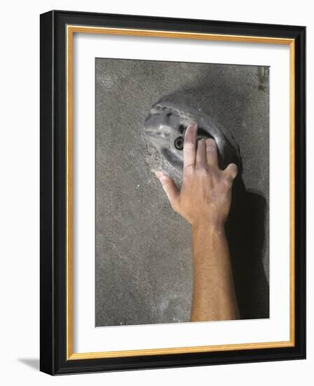 Detail of Hand on Wall Climbing Grip-null-Framed Photographic Print