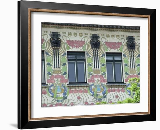 Detail of House Decoration, Secessionist, Otto Wagner, Wienzele Street, Vienna, Austria-Adam Woolfitt-Framed Photographic Print