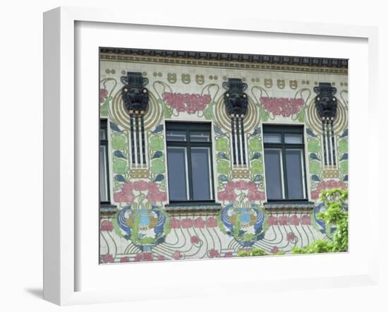 Detail of House Decoration, Secessionist, Otto Wagner, Wienzele Street, Vienna, Austria-Adam Woolfitt-Framed Photographic Print