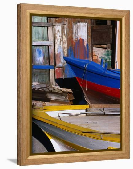 Detail of Hulls of Rinella Fishing Boats, Rinella, Sicily, Italy-Dallas Stribley-Framed Premier Image Canvas