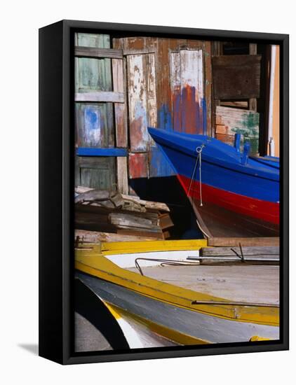 Detail of Hulls of Rinella Fishing Boats, Rinella, Sicily, Italy-Dallas Stribley-Framed Premier Image Canvas