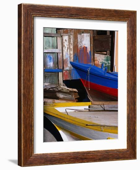 Detail of Hulls of Rinella Fishing Boats, Rinella, Sicily, Italy-Dallas Stribley-Framed Photographic Print