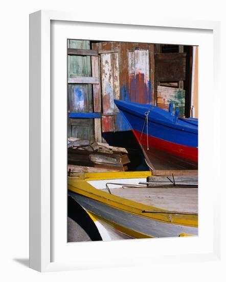 Detail of Hulls of Rinella Fishing Boats, Rinella, Sicily, Italy-Dallas Stribley-Framed Photographic Print