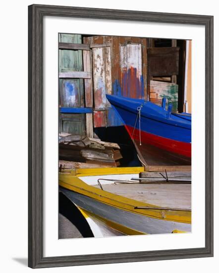 Detail of Hulls of Rinella Fishing Boats, Rinella, Sicily, Italy-Dallas Stribley-Framed Photographic Print