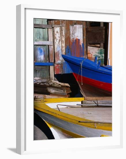 Detail of Hulls of Rinella Fishing Boats, Rinella, Sicily, Italy-Dallas Stribley-Framed Photographic Print