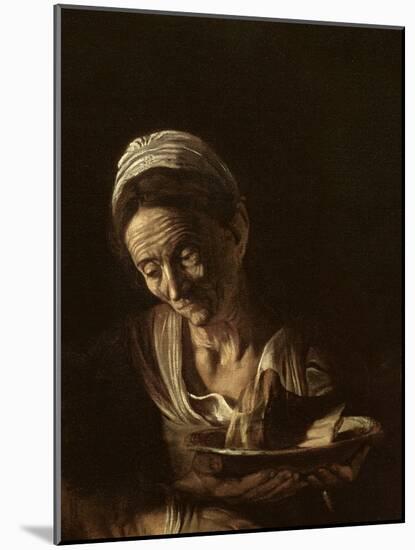 Detail of Innkeeper's Wife from Supper at Emmaus, 1606 (Oil on Canvas)-Michelangelo Merisi da Caravaggio-Mounted Giclee Print