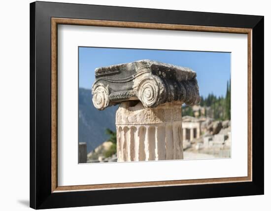 Detail of Ionic column, Delphi, Greece, Europe-Jim Engelbrecht-Framed Photographic Print