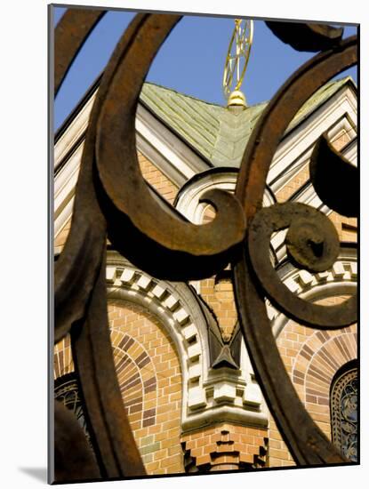 Detail of Iron Gate with Cathedral in Background, St. Petersburg, Russia-Nancy & Steve Ross-Mounted Photographic Print