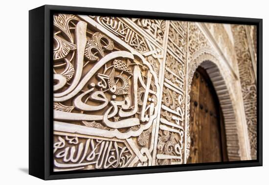 Detail of Islamic (Moorish) Tilework at the Alhambra, Granada, Spain-Carlos Sanchez Pereyra-Framed Premier Image Canvas