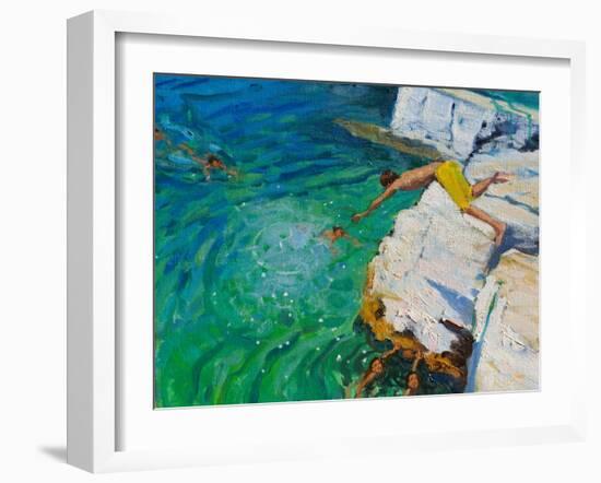 Detail of Jumping into the Sea, Plates, Skiathos, 2015-Andrew Macara-Framed Giclee Print