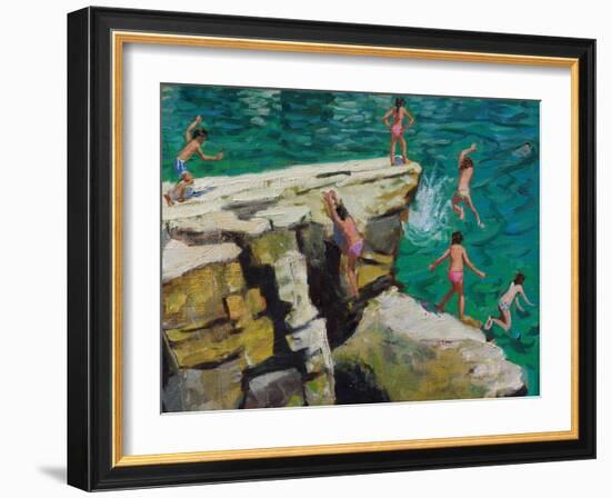 Detail of Jumping into the Sea, Plates, Skiathos, 2015-Andrew Macara-Framed Giclee Print