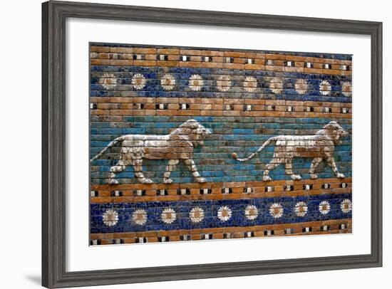 Detail of Lions on Ishtar Gate at Pergamon Museum-null-Framed Photographic Print