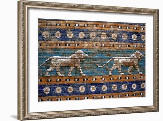 Detail of Lions on Ishtar Gate at Pergamon Museum-null-Framed Photographic Print