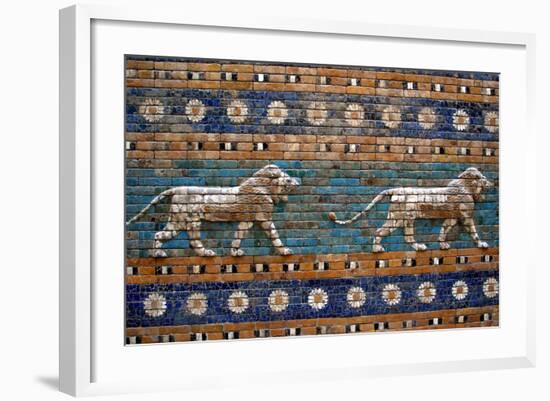 Detail of Lions on Ishtar Gate at Pergamon Museum--Framed Photographic Print