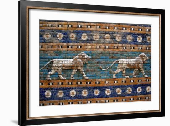 Detail of Lions on Ishtar Gate at Pergamon Museum-null-Framed Photographic Print