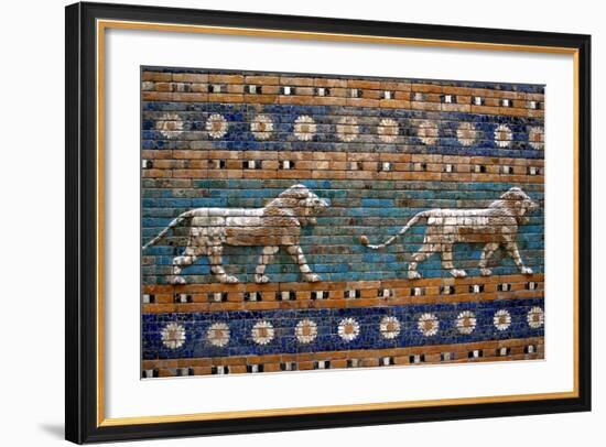 Detail of Lions on Ishtar Gate at Pergamon Museum-null-Framed Photographic Print