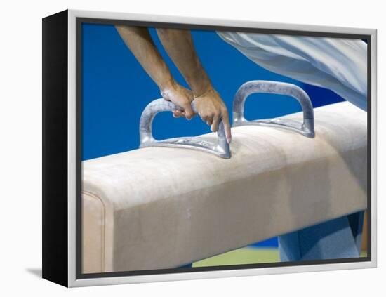 Detail of Male Gymnast Competing on the Pommel Horse, Athens, Greece-Steven Sutton-Framed Premier Image Canvas