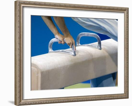 Detail of Male Gymnast Competing on the Pommel Horse, Athens, Greece-Steven Sutton-Framed Photographic Print