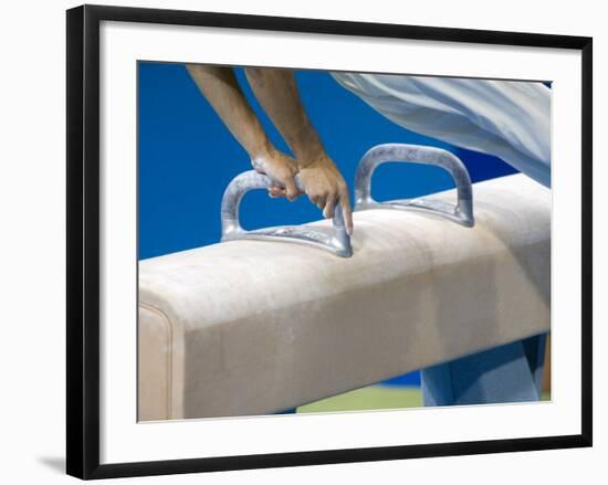 Detail of Male Gymnast Competing on the Pommel Horse, Athens, Greece-Steven Sutton-Framed Photographic Print